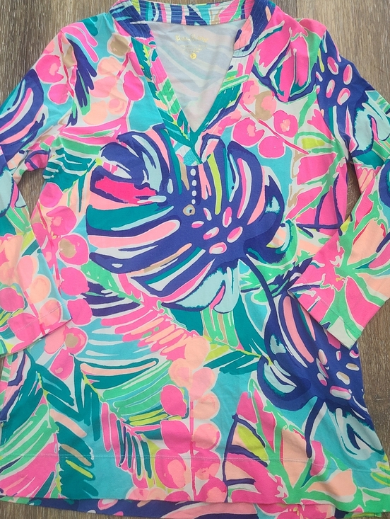 Lilly Pulitzer Tops - Lilly Pulitzer Vero Tunic "Multi Exotic Garden" 3/4 Sleeve Women's Size Small